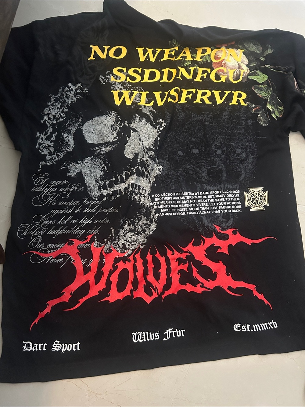 Darc Sport Black Tee  no weapon Skull, ssdd wolf  Flame